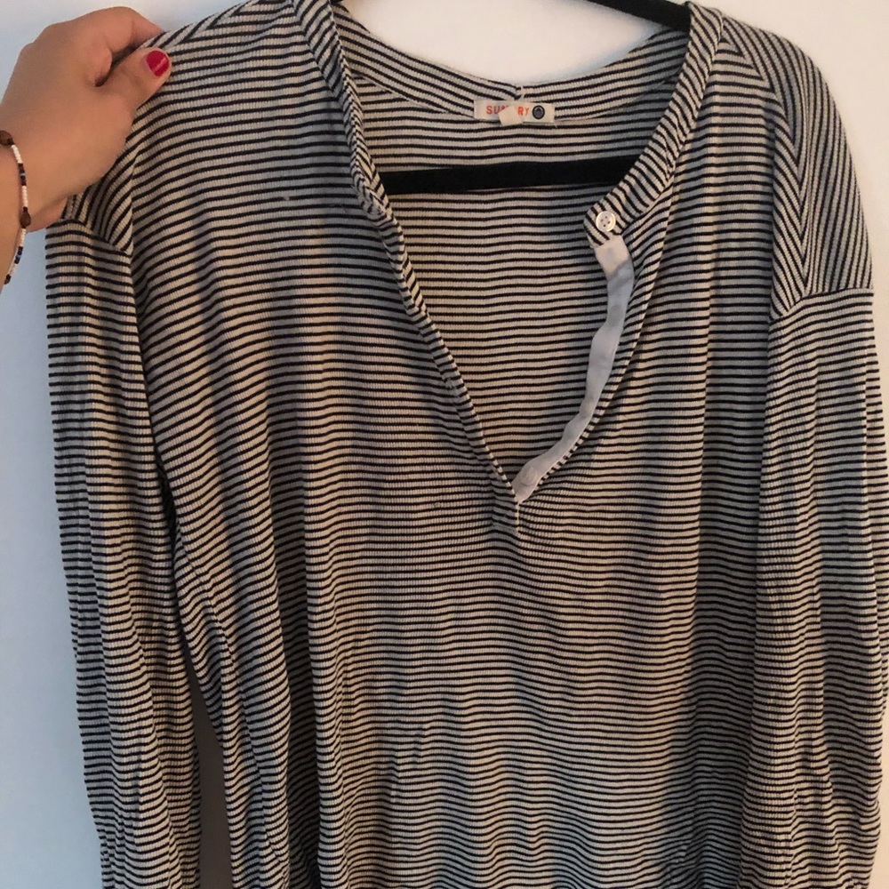 Black and white striped Henley